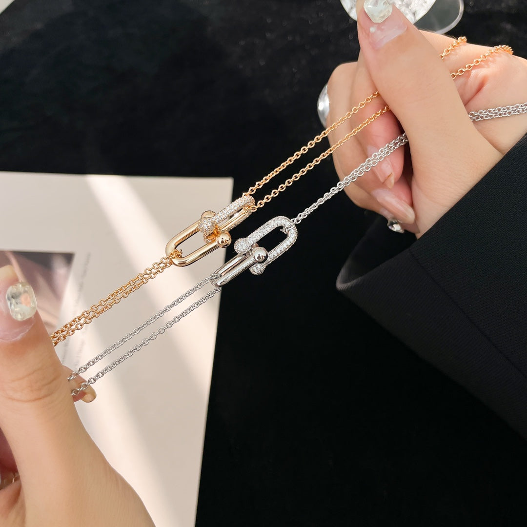 [Dawnora Jewelry]HARDWEAR DIAMOND PEDANT DOUBLE CHAIN NECKLACE
