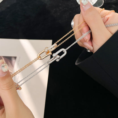 [Dawnora Jewelry]HARDWEAR DIAMOND PEDANT DOUBLE CHAIN NECKLACE