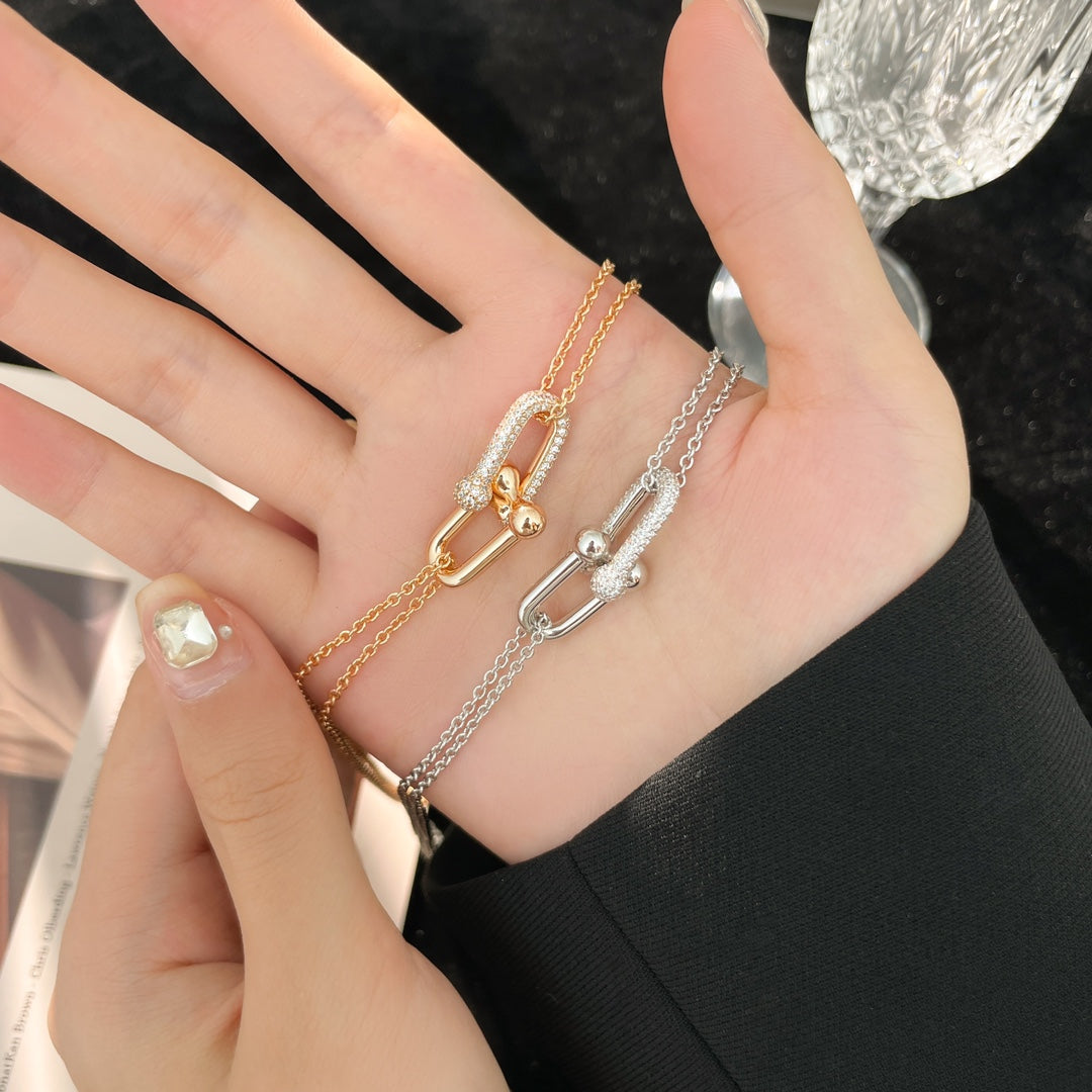 [Dawnora Jewelry]HARDWEAR DIAMOND PEDANT DOUBLE CHAIN NECKLACE