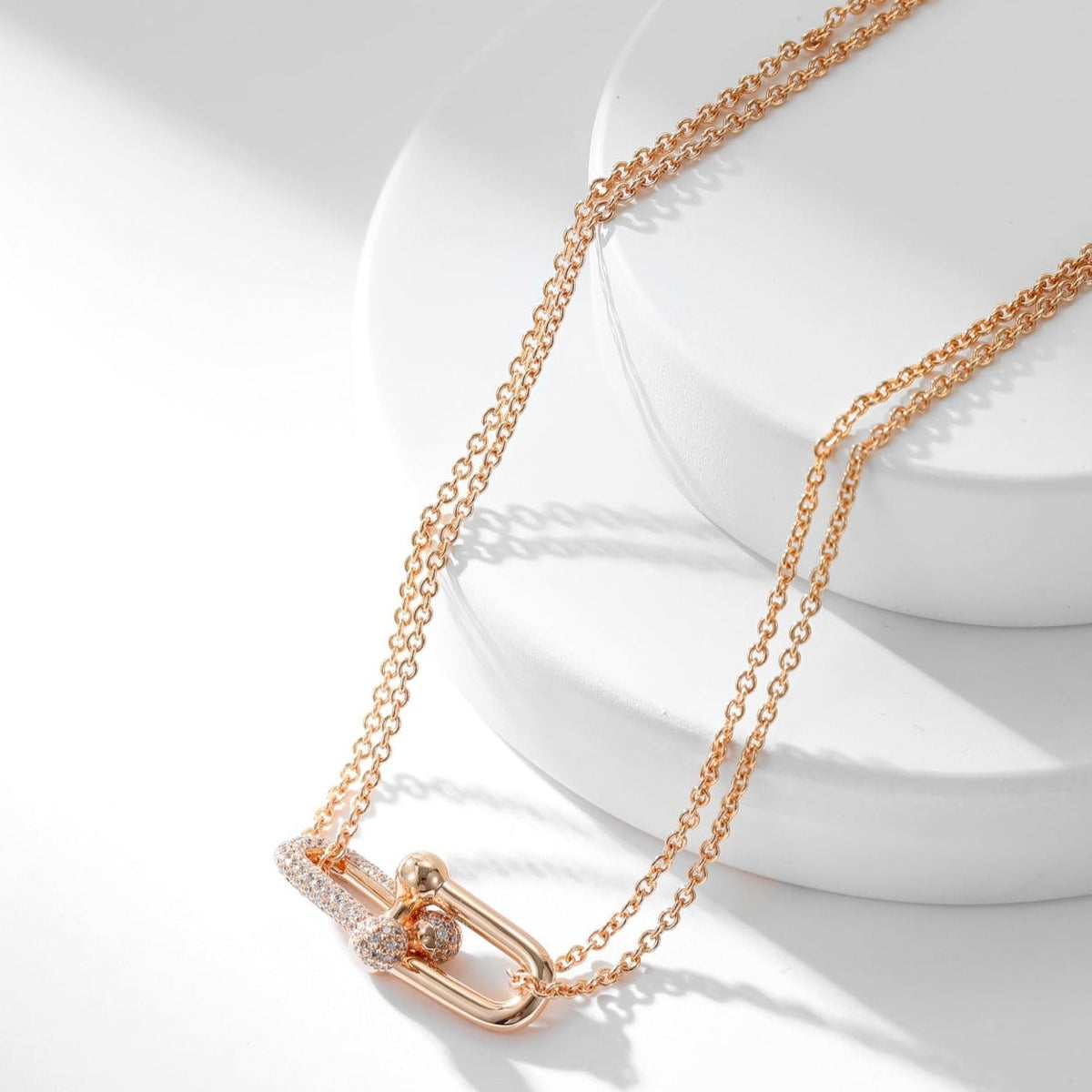 [Dawnora Jewelry]HARDWEAR DIAMOND PEDANT DOUBLE CHAIN NECKLACE