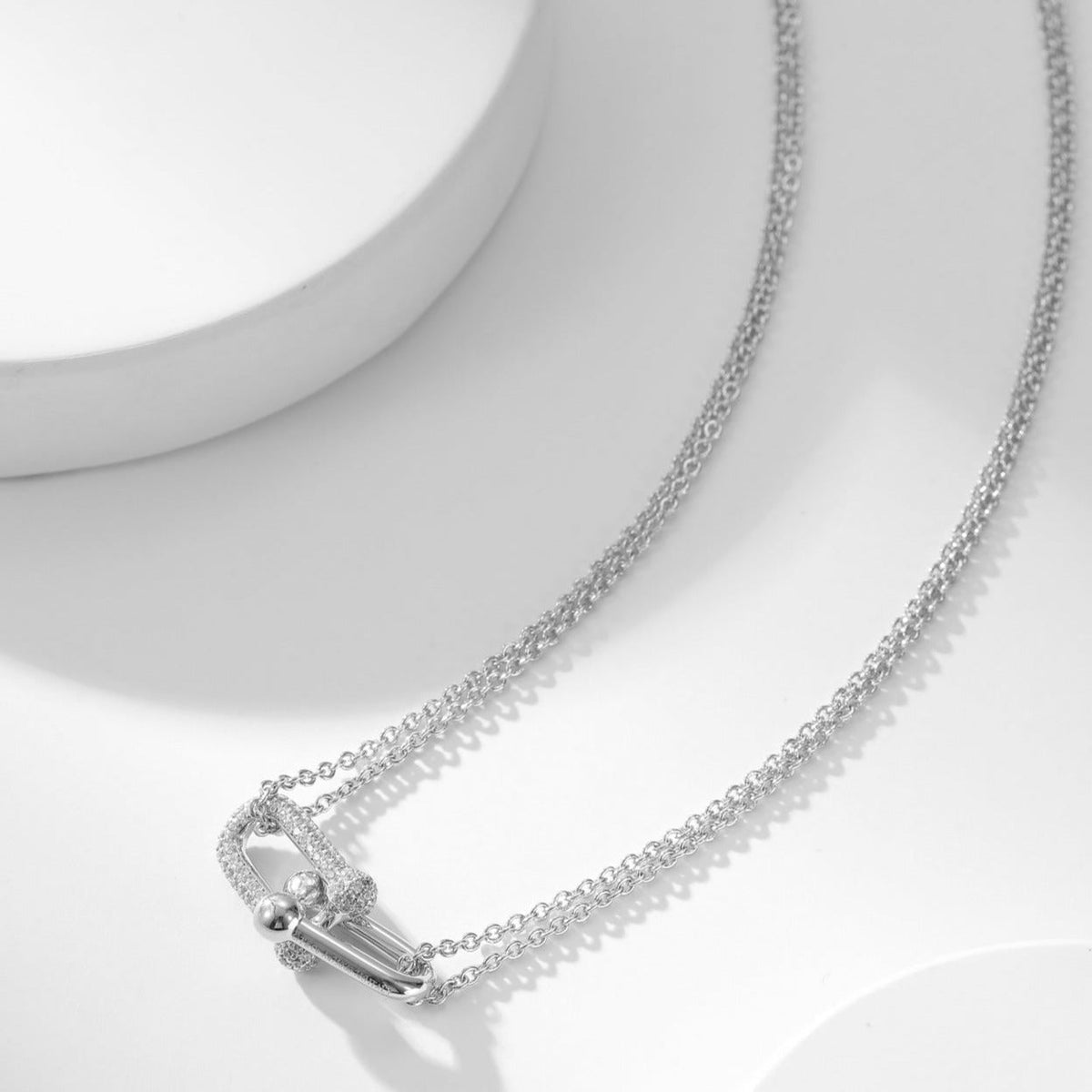 [Dawnora Jewelry]HARDWEAR DIAMOND PEDANT DOUBLE CHAIN NECKLACE