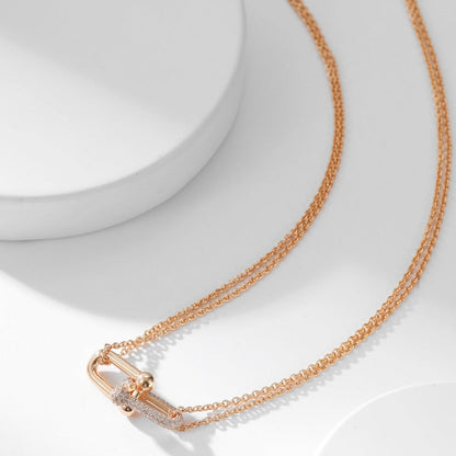 [Dawnora Jewelry]HARDWEAR DIAMOND PEDANT DOUBLE CHAIN NECKLACE