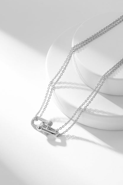 [Dawnora Jewelry]HARDWEAR DIAMOND PEDANT DOUBLE CHAIN NECKLACE