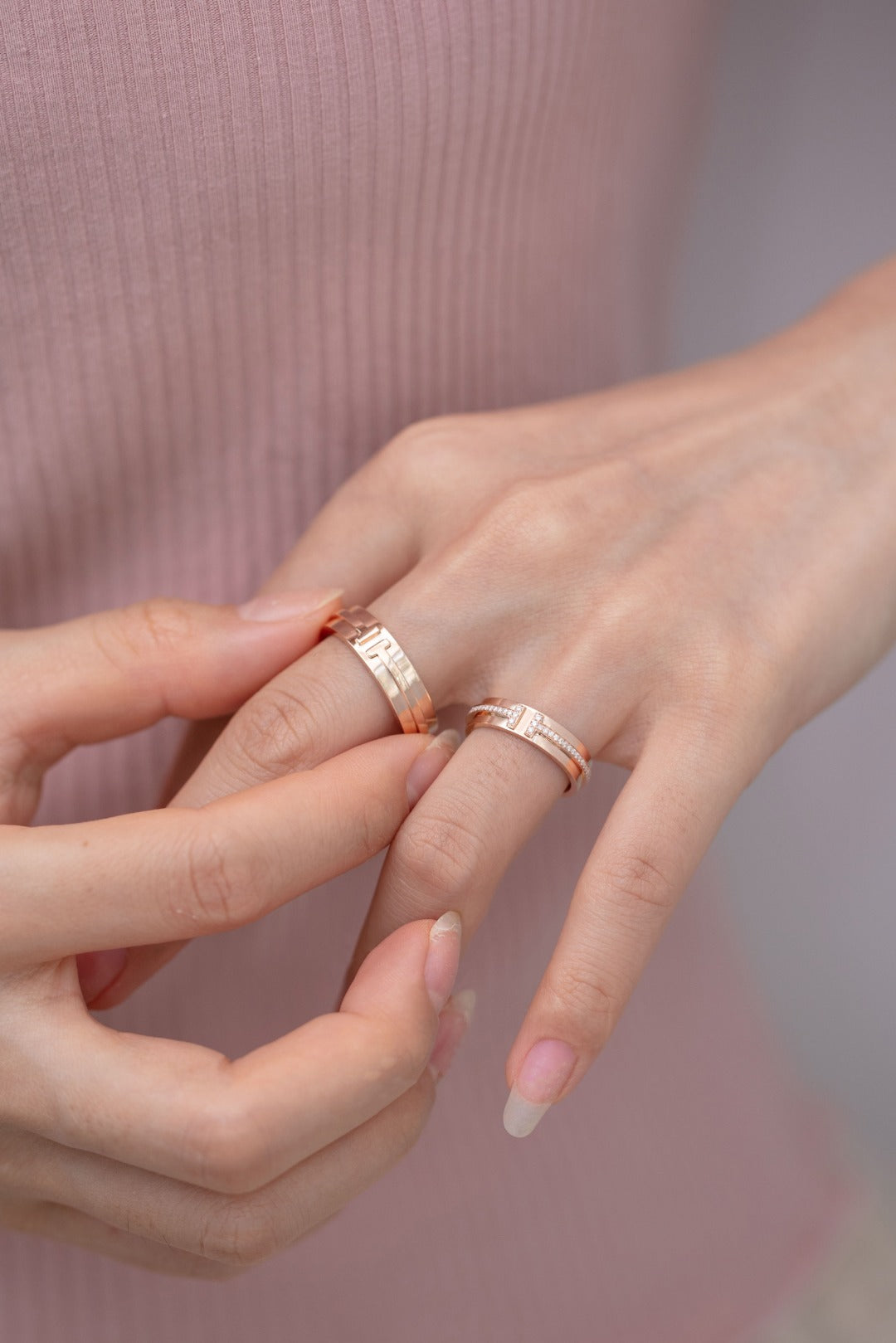 [Dawnora Jewelry]T PINK GOLD RING