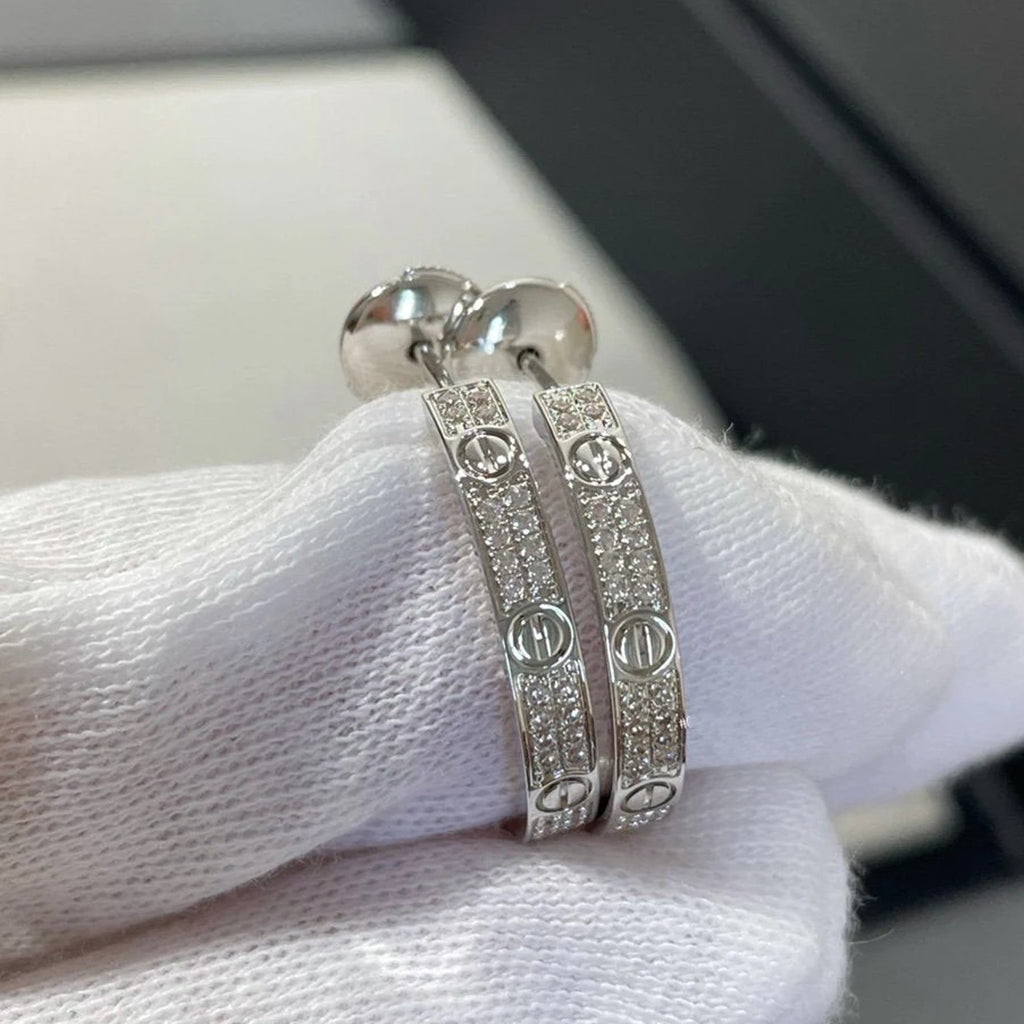 [Dawnora Jewelry]LOVE EARRINGS 3.6MM DIAMOND PAVED