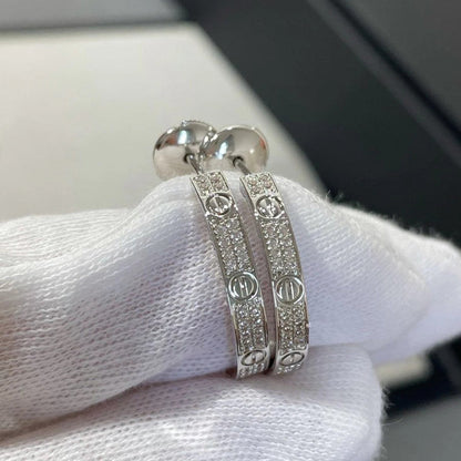 [Dawnora Jewelry]LOVE EARRINGS 3.6MM DIAMOND PAVED