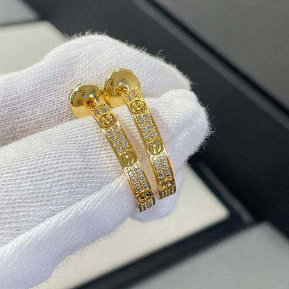 [Dawnora Jewelry]LOVE EARRINGS 3.6MM DIAMOND PAVED