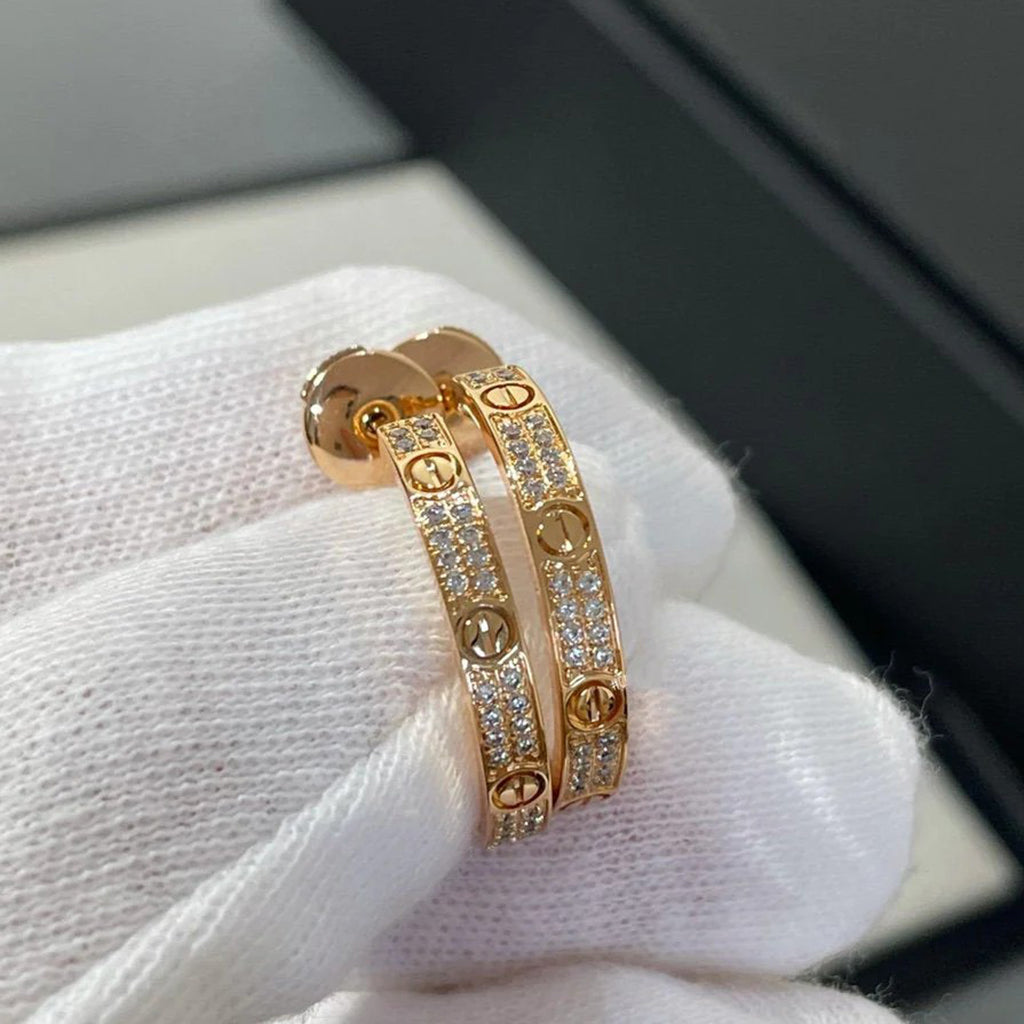 [Dawnora Jewelry]LOVE EARRINGS 3.6MM DIAMOND PAVED
