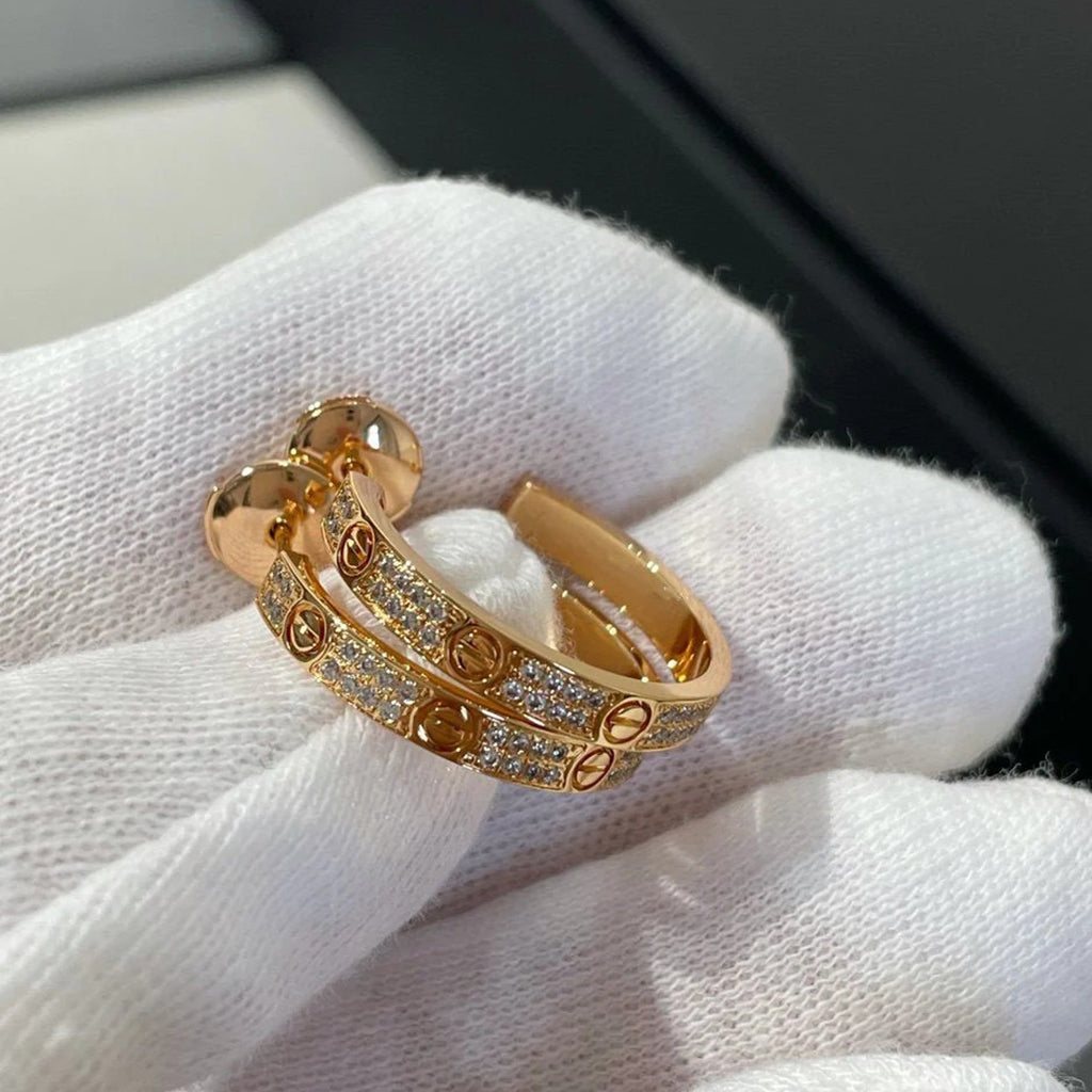 [Dawnora Jewelry]LOVE EARRINGS 3.6MM DIAMOND PAVED