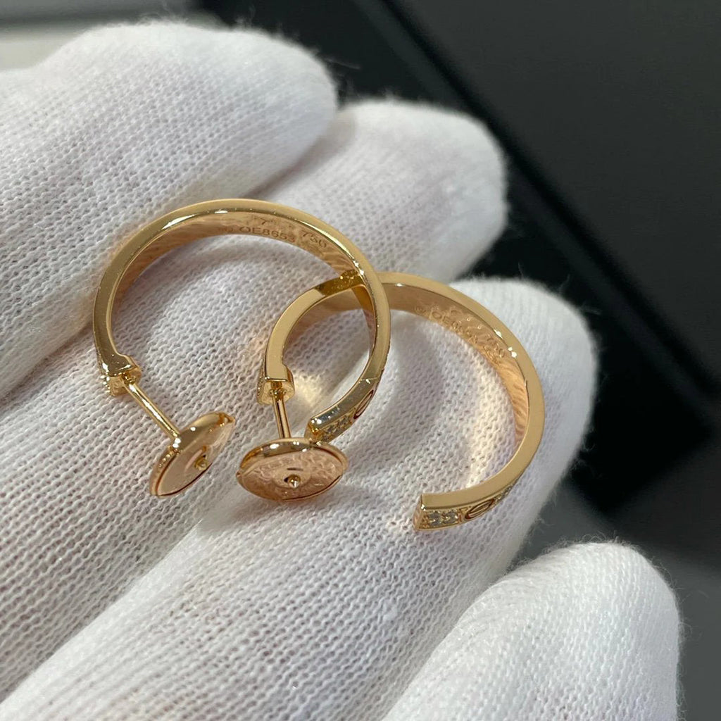 [Dawnora Jewelry]LOVE EARRINGS 3.6MM DIAMOND PAVED