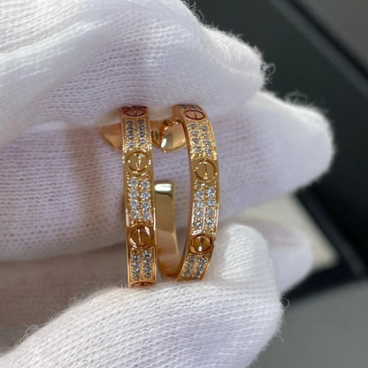 [Dawnora Jewelry]LOVE EARRINGS 3.6MM DIAMOND PAVED