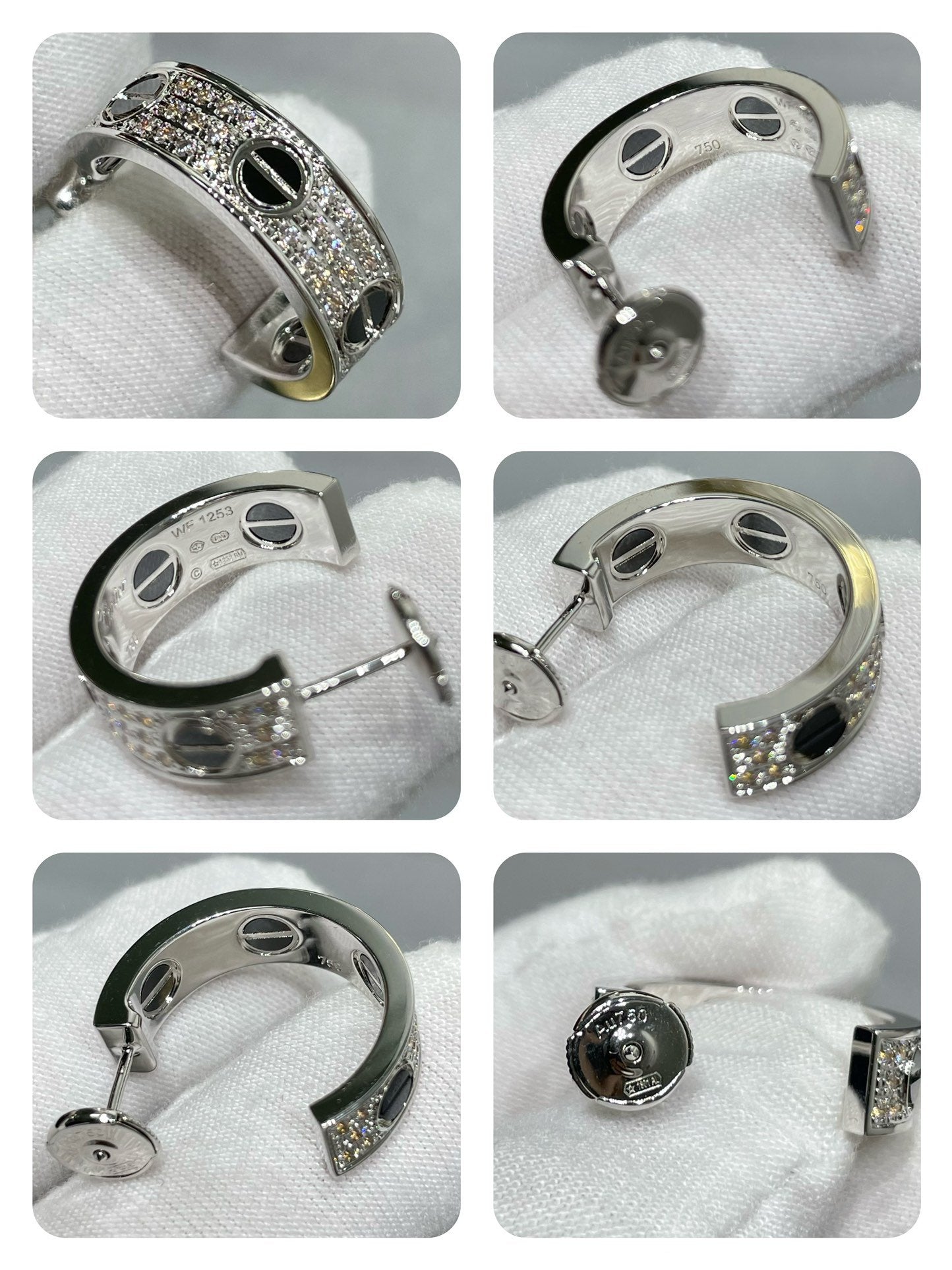 [Dawnora Jewelry]LOVE CERAMIC DIAMOND PAVED SILVER EARRINGS