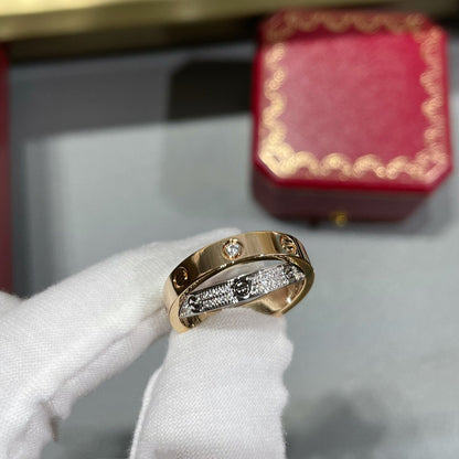 [Dawnora Jewelry]LOVE PINK GOLD SILVER DIAMOND DOUBLE RING