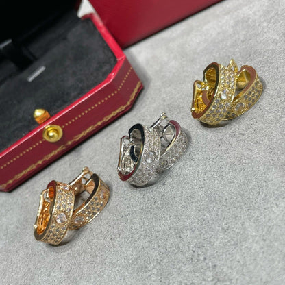 [Dawnora Jewelry]LOVE 5.5MM DIAMOND PAVED EARRINGS