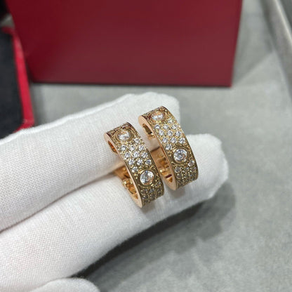 [Dawnora Jewelry]LOVE 5.5MM DIAMOND PAVED EARRINGS