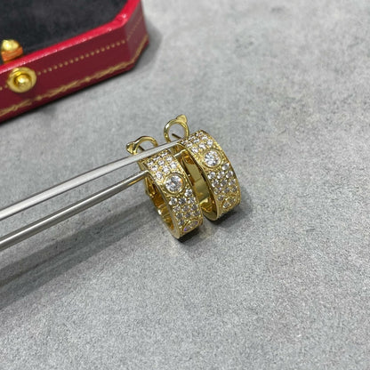 [Dawnora Jewelry]LOVE 5.5MM DIAMOND PAVED EARRINGS