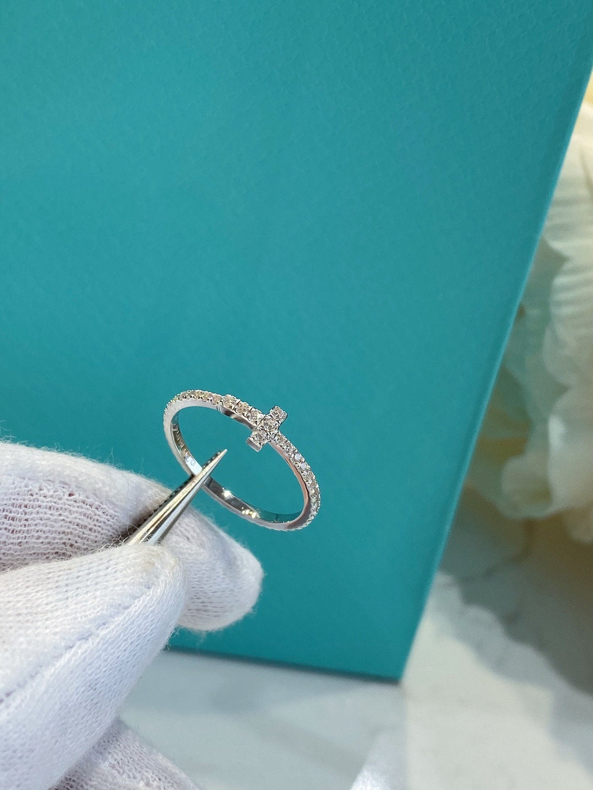 [Dawnora Jewelry]T SMALL RING DIAMOND SILVER