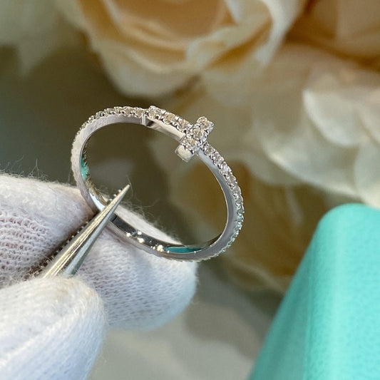 [Dawnora Jewelry]T SMALL RING DIAMOND SILVER