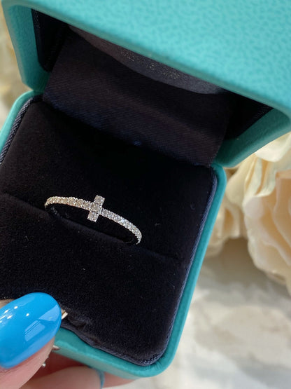 [Dawnora Jewelry]T SMALL RING DIAMOND SILVER