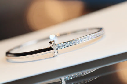 [Dawnora Jewelry]NARROW T1 HINGED BANGLE DIAMOND SILVER