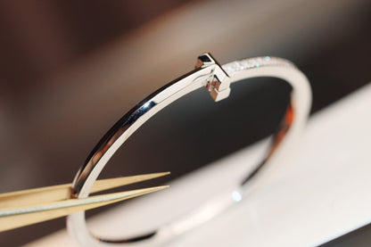 [Dawnora Jewelry]NARROW T1 HINGED BANGLE DIAMOND SILVER