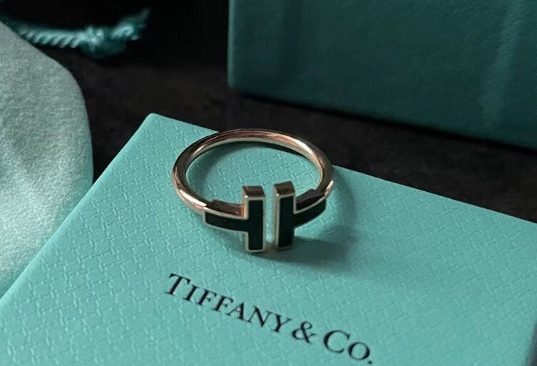 [Dawnora Jewelry]T SMALL ONYX PINK GOLD RING