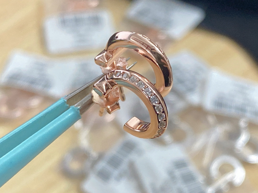 [Dawnora Jewelry]T1 HOOP DIAMOND EARRINGS