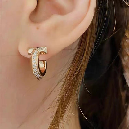 [Dawnora Jewelry]T1 HOOP DIAMOND EARRINGS