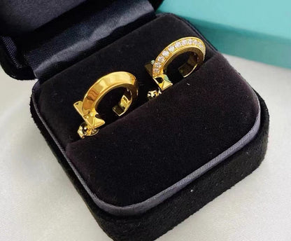 [Dawnora Jewelry]T1 HOOP DIAMOND EARRINGS
