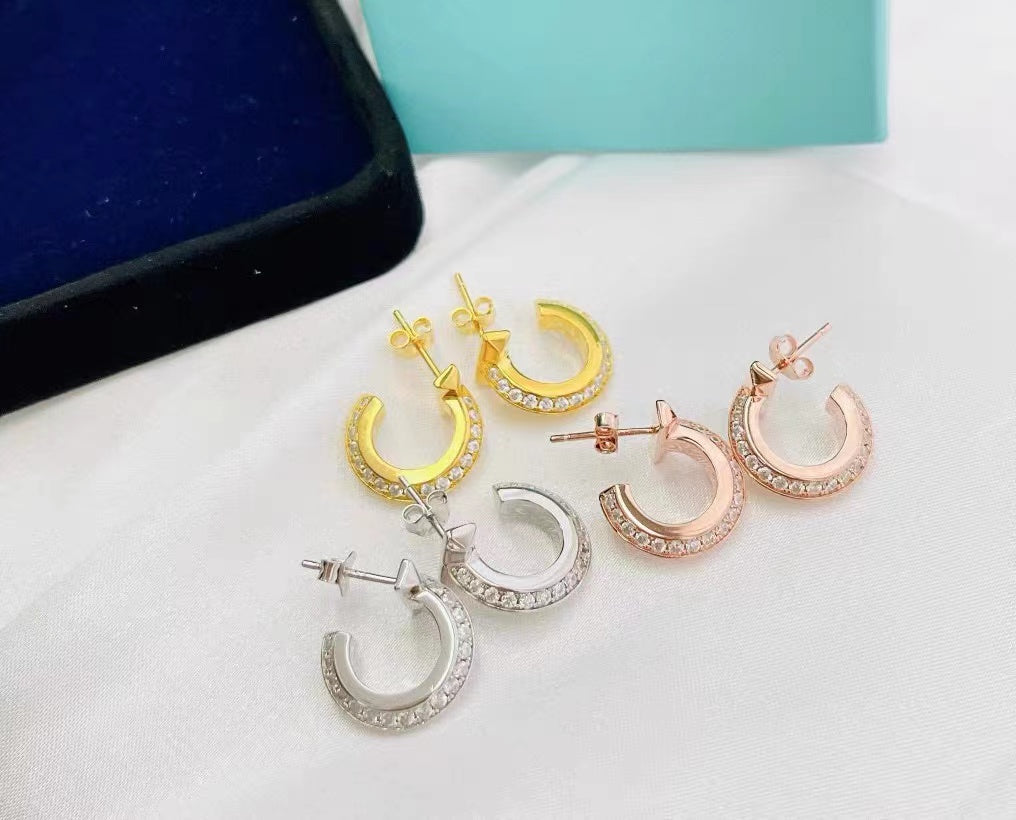 [Dawnora Jewelry]T1 HOOP DIAMOND EARRINGS