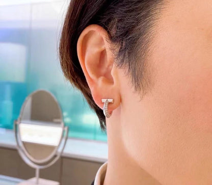 [Dawnora Jewelry]T1 HOOP DIAMOND EARRINGS