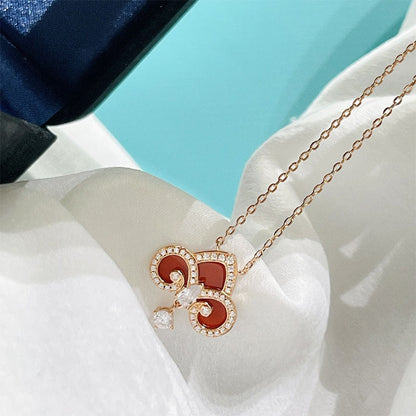 [Dawnora Jewelry]FLEUR DE LIS PINK GOLD DIAMOND NECKLACE