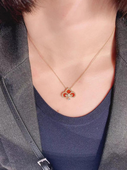 [Dawnora Jewelry]FLEUR DE LIS PINK GOLD DIAMOND NECKLACE
