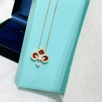 [Dawnora Jewelry]FLEUR DE LIS PINK GOLD DIAMOND NECKLACE