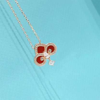 [Dawnora Jewelry]FLEUR DE LIS PINK GOLD DIAMOND NECKLACE