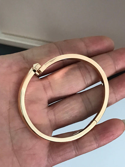 [Dawnora Jewelry]T1 WIDE DIAMOND HINGED BANGLE PINK GOLD