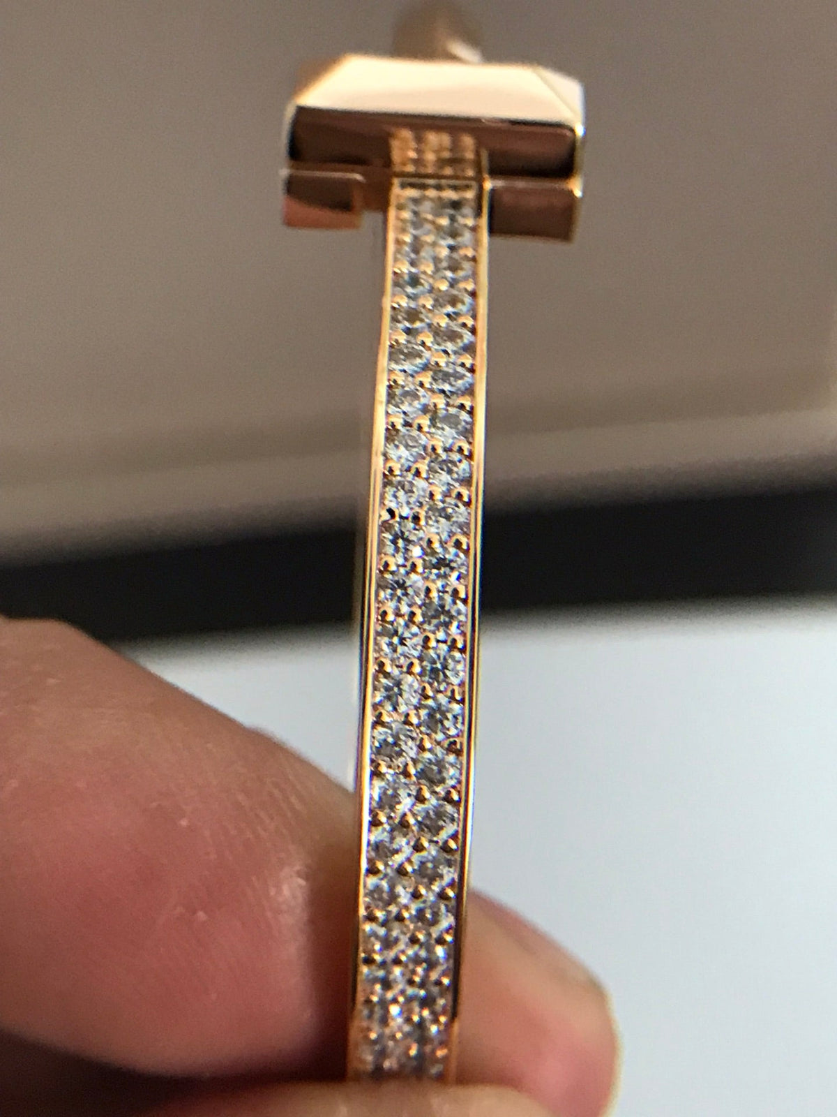 [Dawnora Jewelry]T1 WIDE DIAMOND HINGED BANGLE PINK GOLD