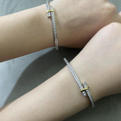 [Dawnora Jewelry]EDGE DIAMOND GOLD SILVER BRACELET