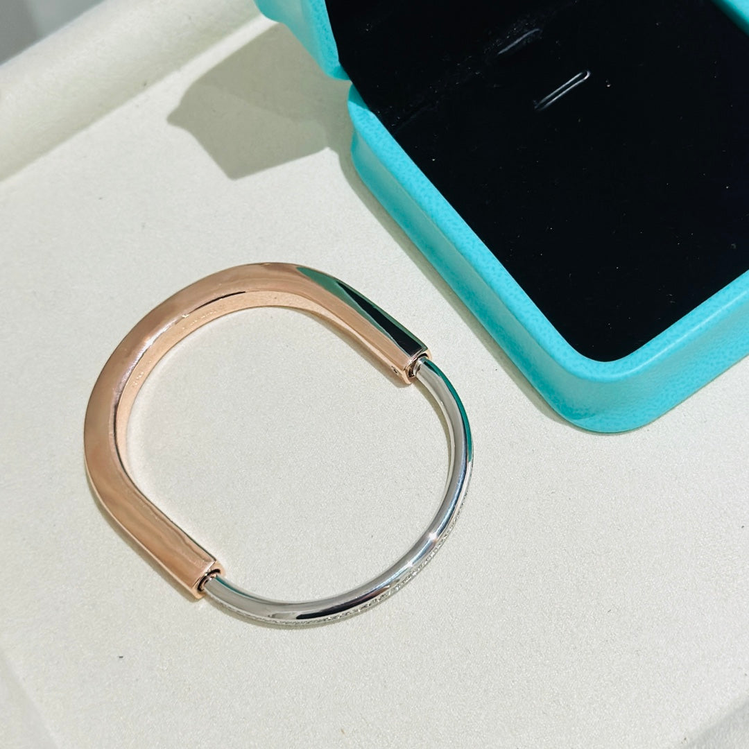 [Dawnora Jewelry]LOCK PINK GOLD SILVER DIAMOND BRACELET
