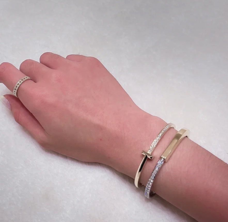 [Dawnora Jewelry]LOCK PINK GOLD SILVER DIAMOND BRACELET
