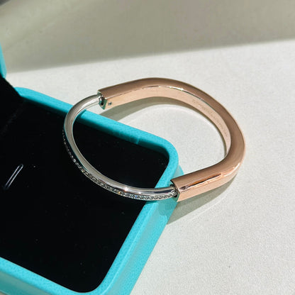 [Dawnora Jewelry]LOCK PINK GOLD SILVER DIAMOND BRACELET