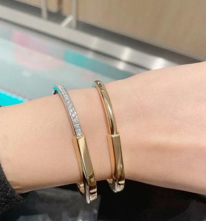 [Dawnora Jewelry]LOCK PINK GOLD SILVER DIAMOND BRACELET