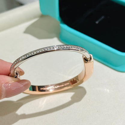 [Dawnora Jewelry]LOCK PINK GOLD SILVER DIAMOND BRACELET