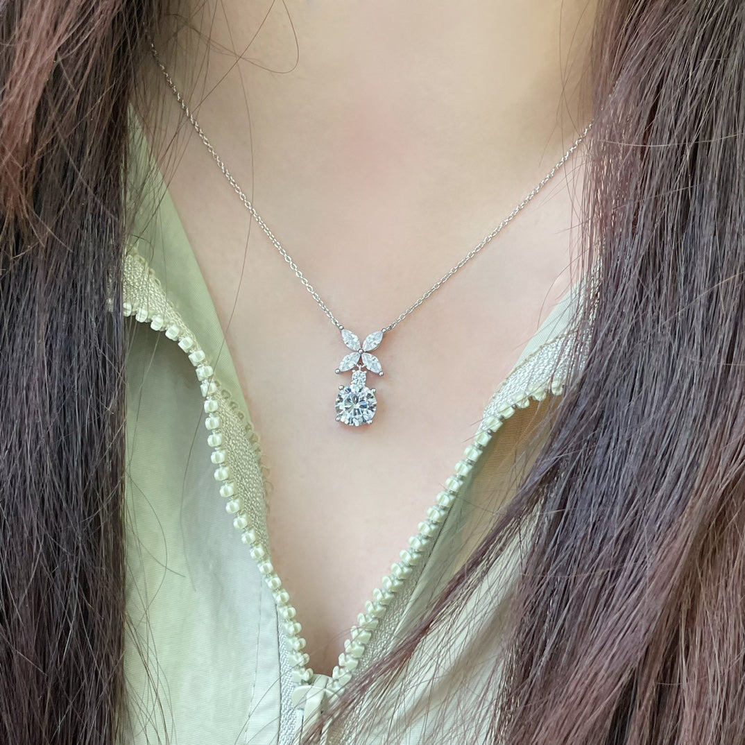 [Dawnora Jewelry]VICTORIA PENDANT SILVER DIAMOND NECKLACE