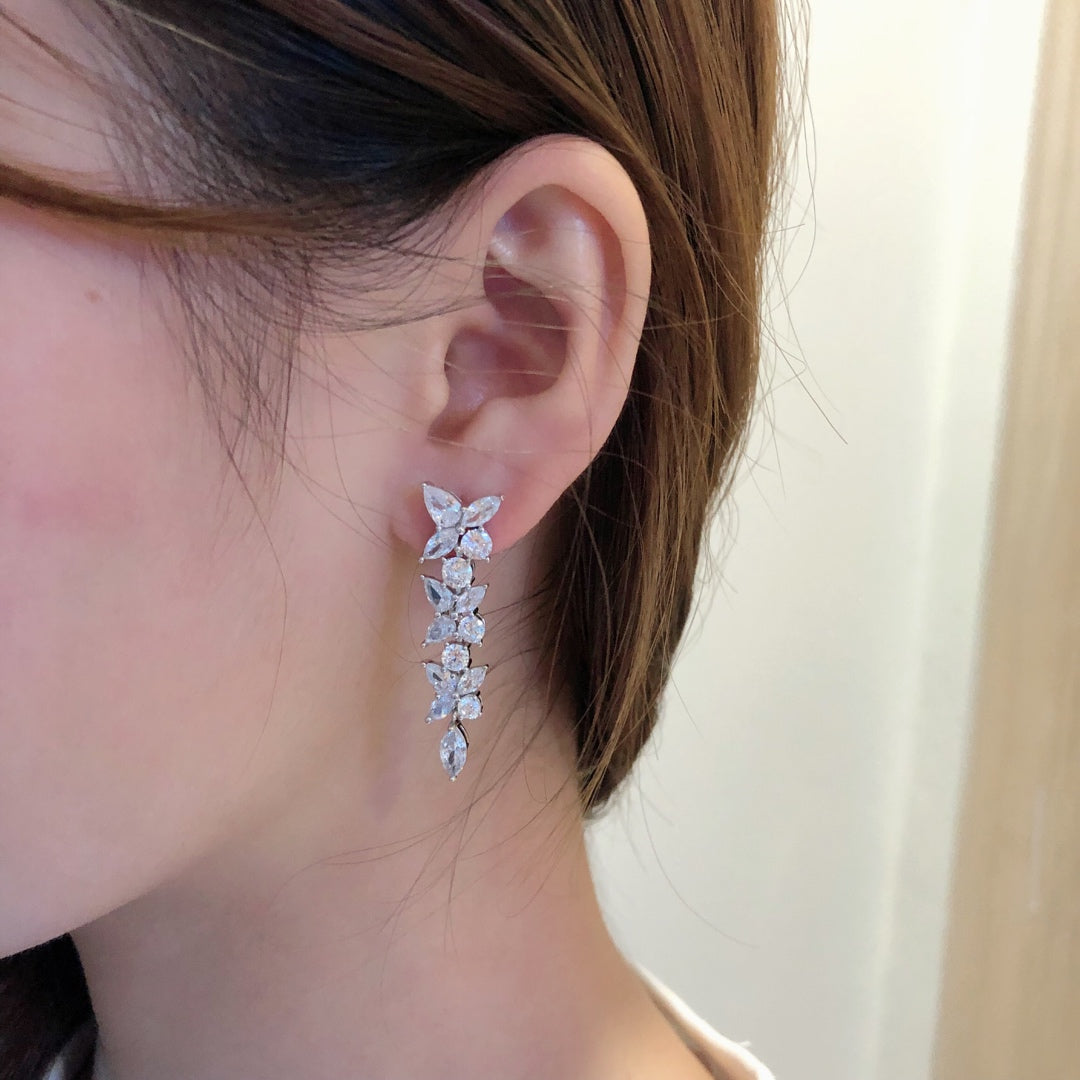 [Dawnora Jewelry]VICTORIA SILVER DIAMOND DROP EARRINGS
