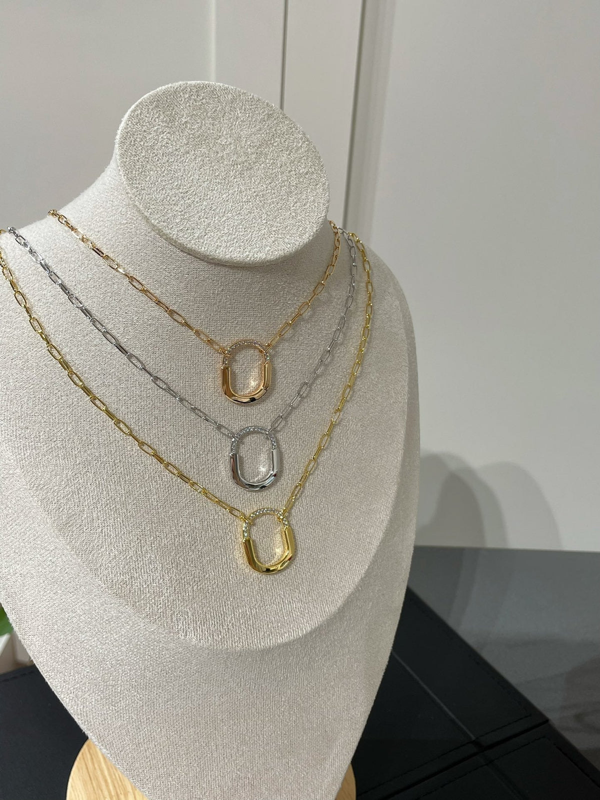 [Dawnora Jewelry]LOCK MEDIUM PENDANT DIAMOND NECKLACE
