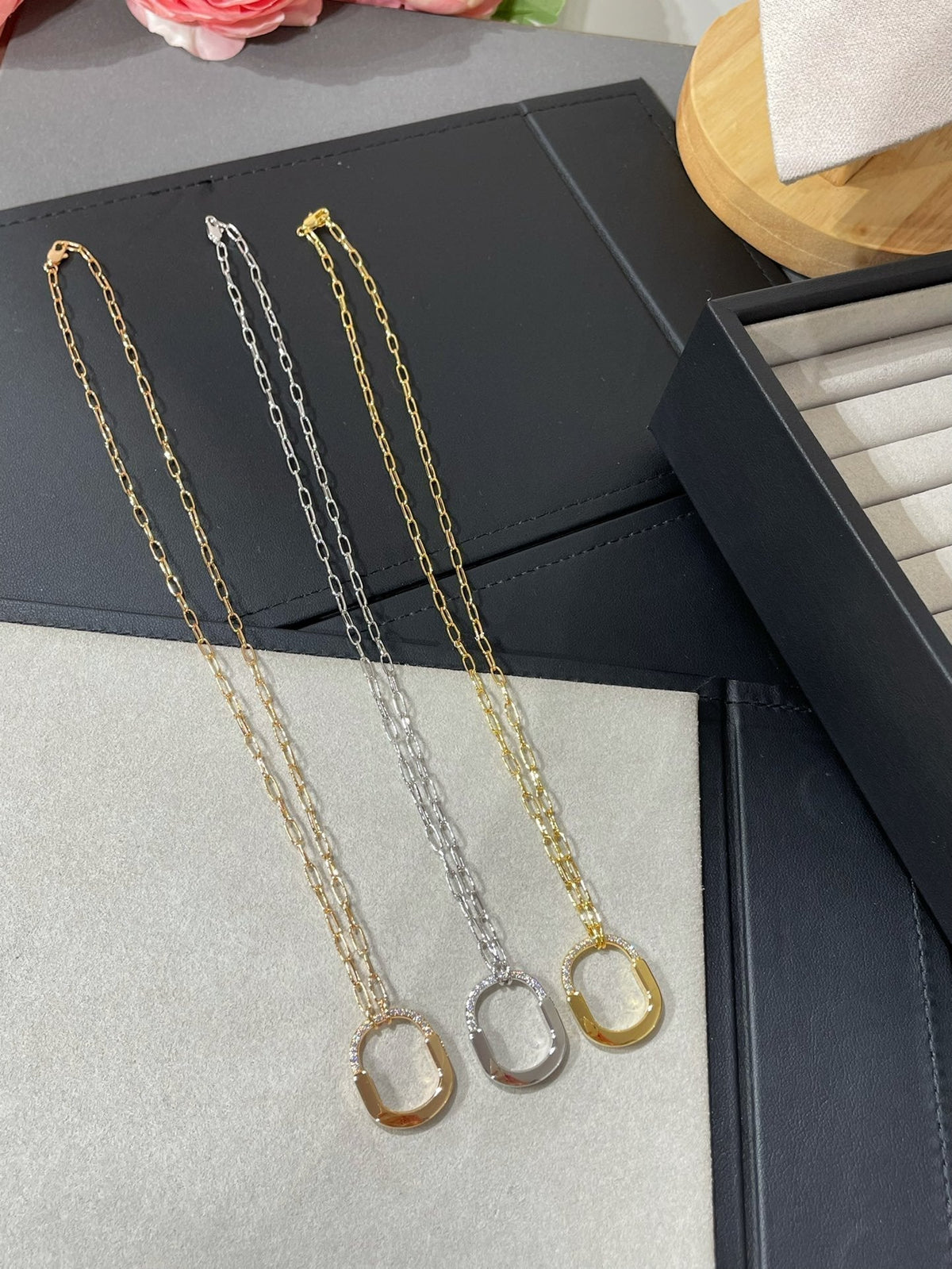 [Dawnora Jewelry]LOCK MEDIUM PENDANT DIAMOND NECKLACE