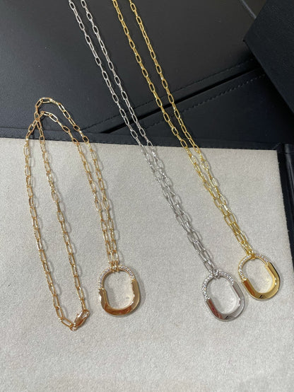 [Dawnora Jewelry]LOCK MEDIUM PENDANT DIAMOND NECKLACE