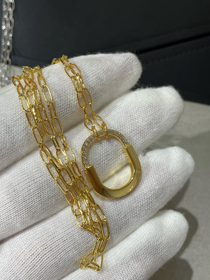 [Dawnora Jewelry]LOCK MEDIUM PENDANT DIAMOND NECKLACE