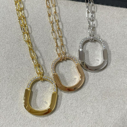 [Dawnora Jewelry]LOCK MEDIUM PENDANT DIAMOND NECKLACE